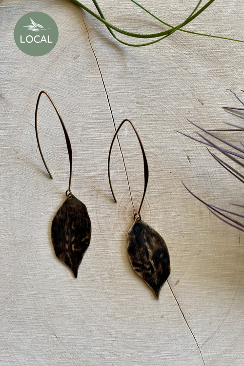 Blackened Leaf Earrings