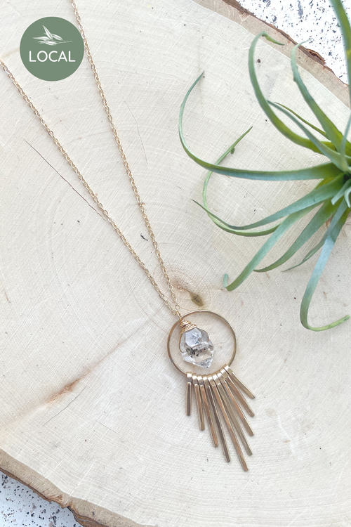 Faceted Gem with Fringe Necklace