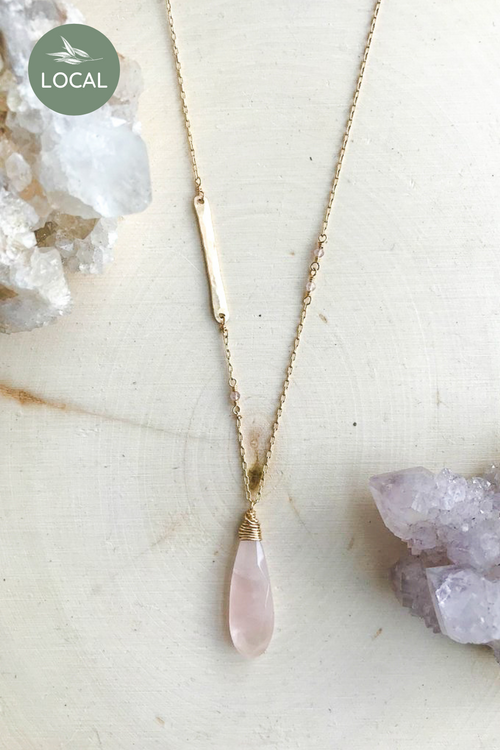 Gold + Faceted Gem Drop Necklace