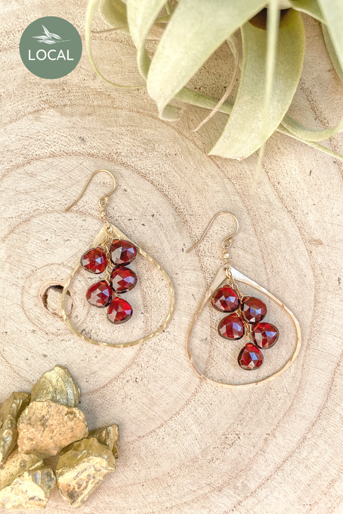 Cascading Gemstones + Gold Hoop Earrings