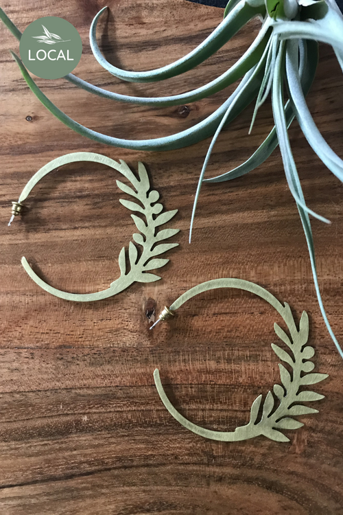 Brass Olive Branch Hoops