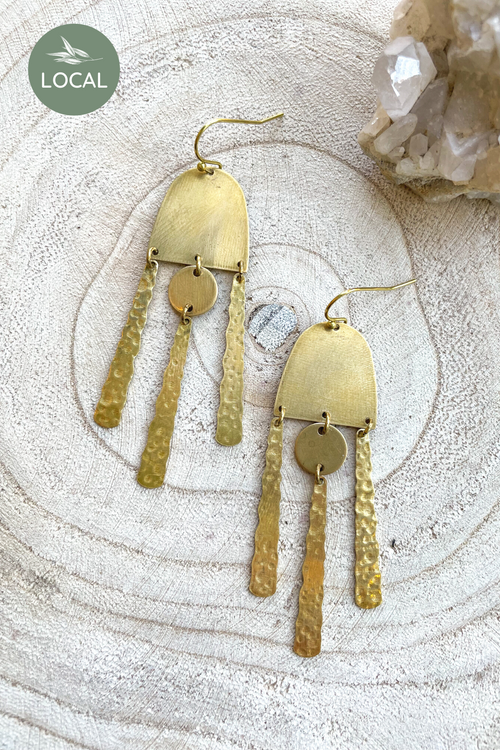 Textured Brass Dangle Earrings