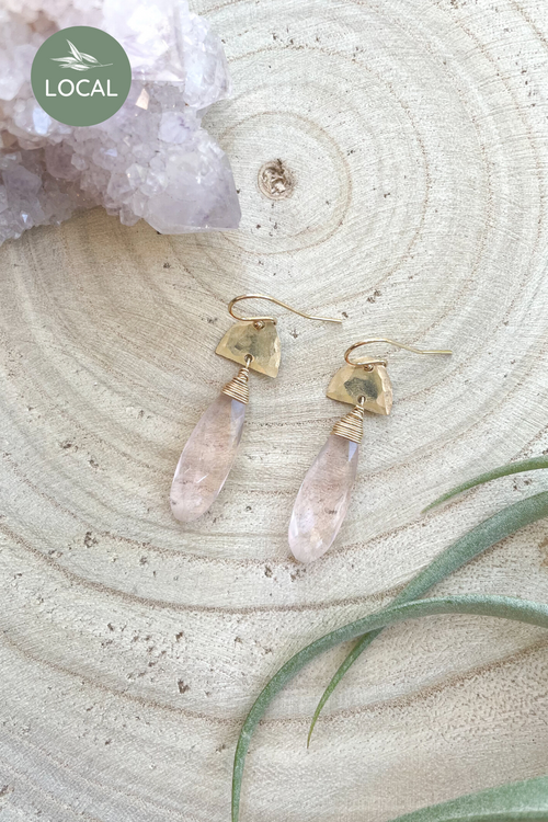 Faceted Gem + Gold Drop Earrings