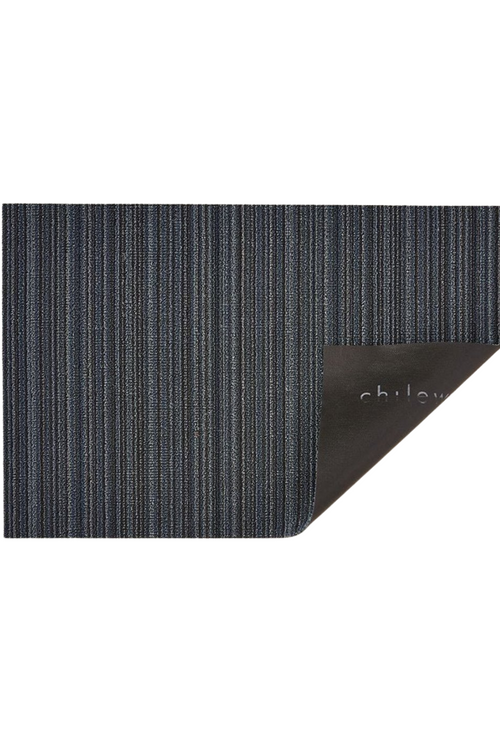 Blue Skinny Stripe Shag Mat