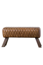 1 of 3:Benson Leather + Wood Bench