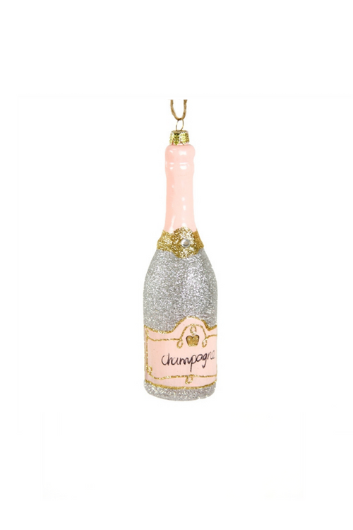 Glittered Champagne Glass Ornament