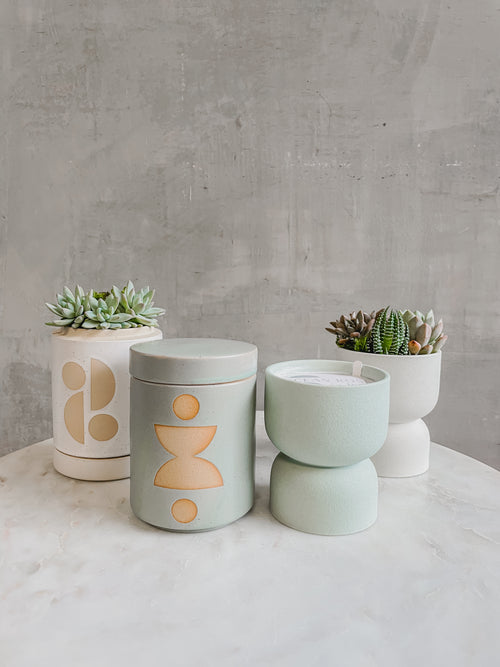 Ocean Rose + Bay Form Ceramic Candle with Lid