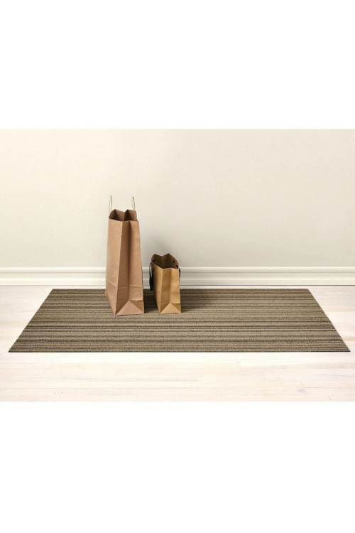 Mushroom Skinny Stripe Shag Mat