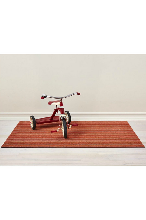 Orange Skinny Stripe Shag Mat