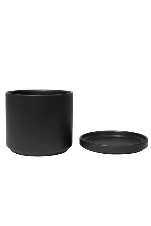 Black Solid Goods Planter + Saucer