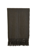 1 of 3:Charcoal Cotton Fringe Throw
