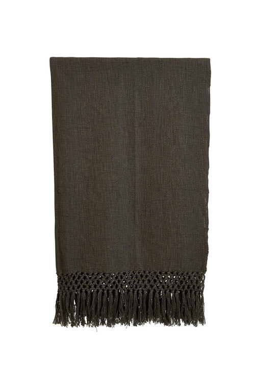 Charcoal Cotton Fringe Throw