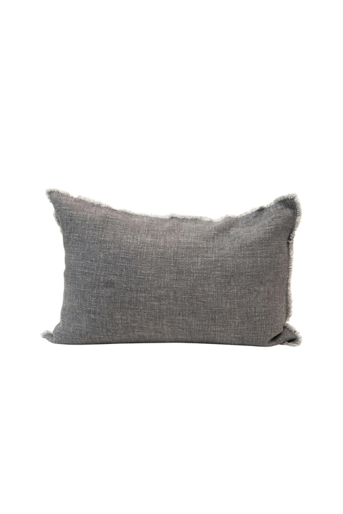 Grey Linen Lumbar Pillow