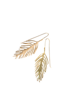 1 of 2:Brass Palm Leaf Drop Earrings