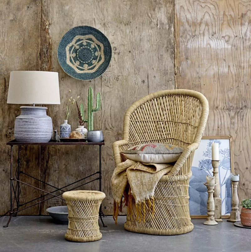 Furniture Store with Rattan Peacock chair and foot stool, home decor Portland Oregon