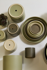 3 of 6:Romey Pot + Saucer in Neutral Green