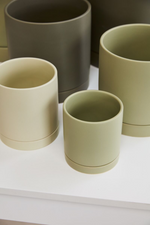 4 of 6:Romey Pot + Saucer in Neutral Green