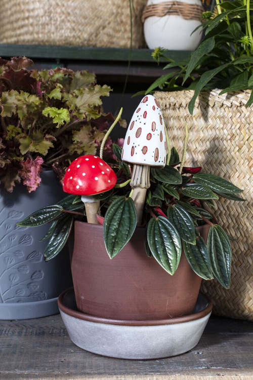 Spore Ceramic Mushroom Plant Stick