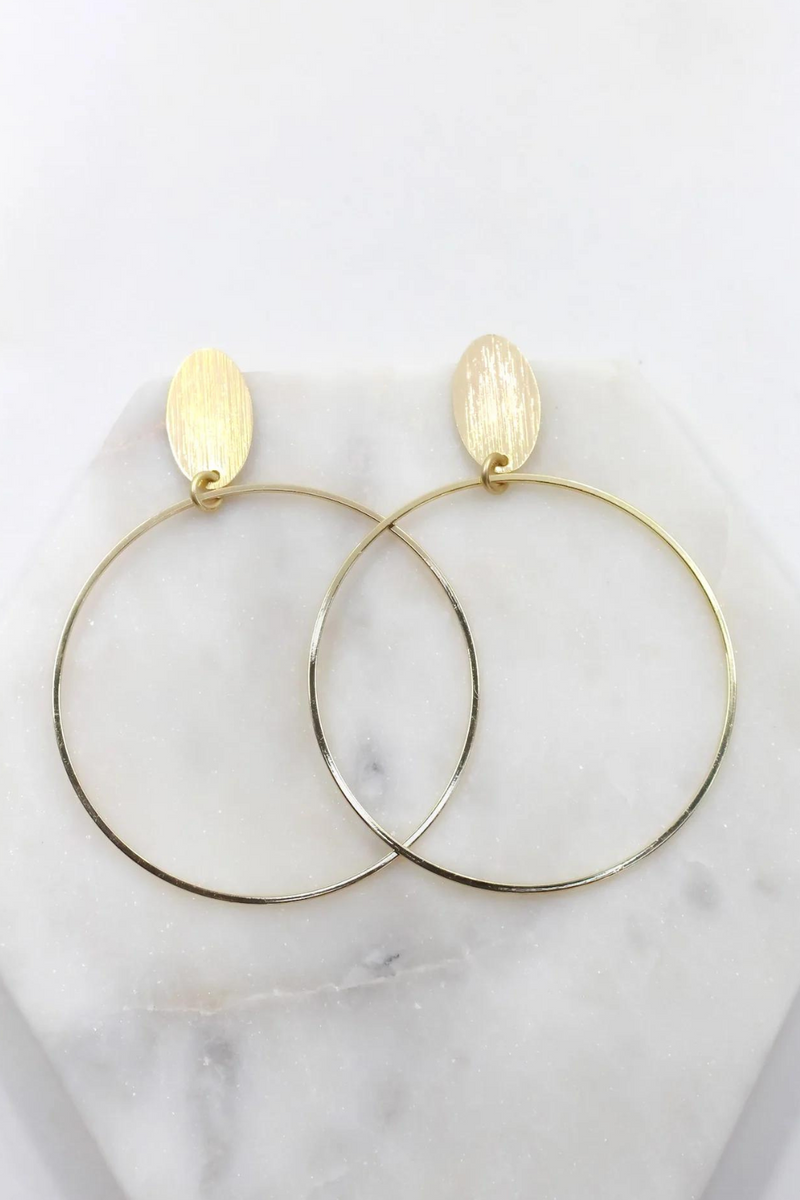 Atonement-Simple -Brushed-Brass -Statement-Hoops