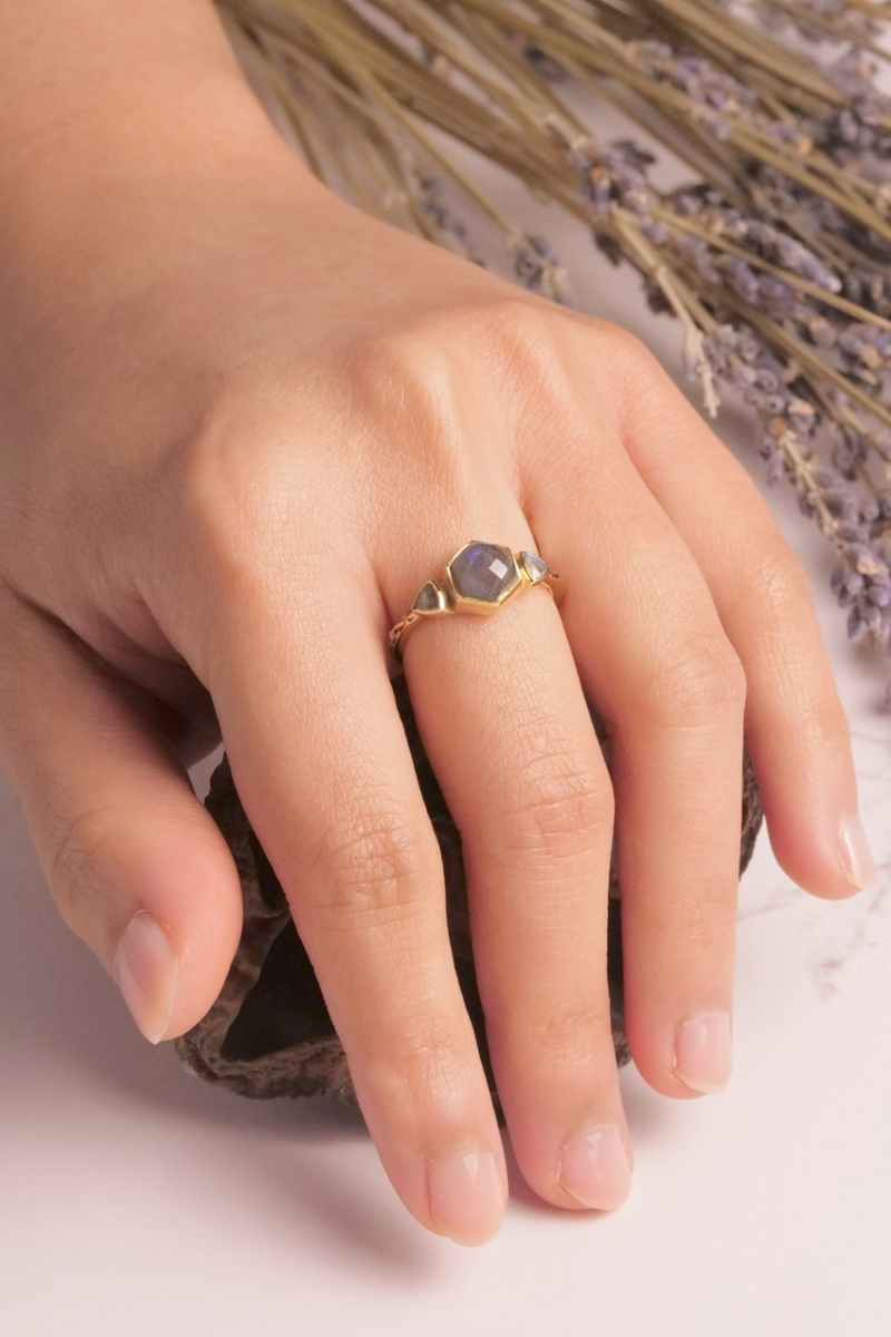 Baizaar-Brass-Labradorite-Hexagon-Ring