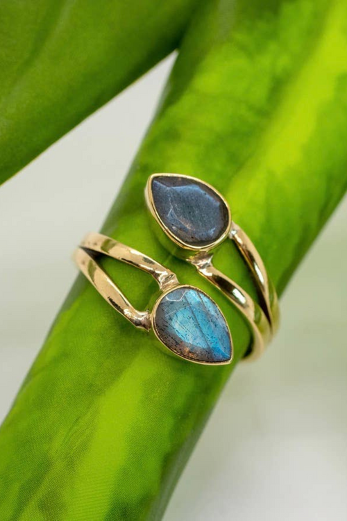 Brass Labradorite Wrap Ring