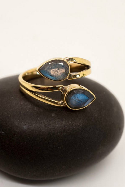 Brass Labradorite Wrap Ring