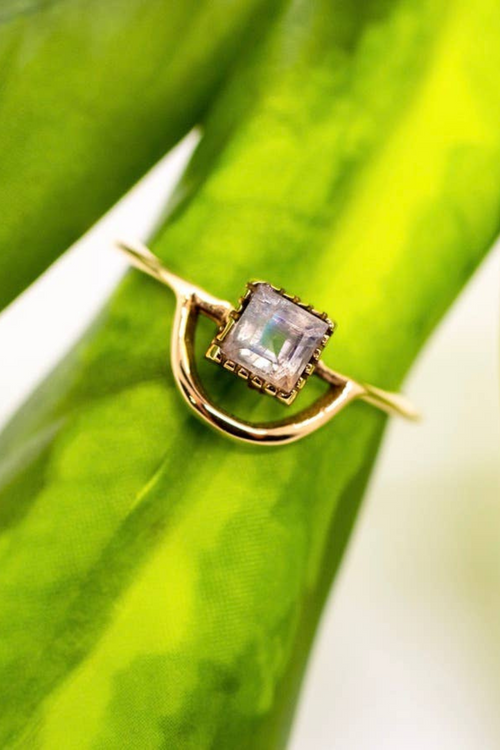 Brass Moonstone Loop Ring