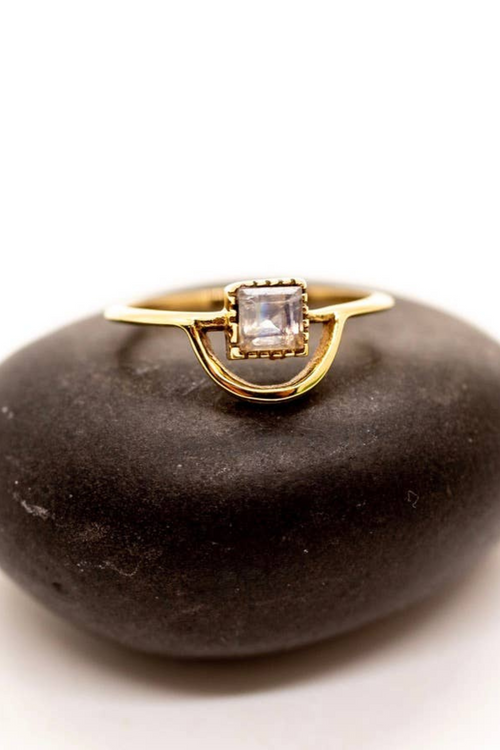 Brass Moonstone Loop Ring