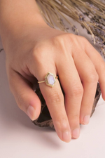3 of 3:Brass Moonstone Solitaire Ring