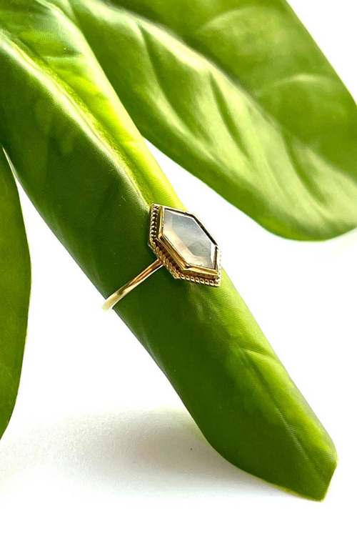 Brass Moonstone Solitaire Ring
