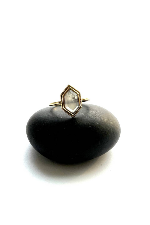 Brass Moonstone Solitaire Ring