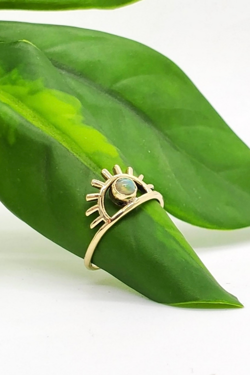 Brass Third Eye Ring with Opal Stone