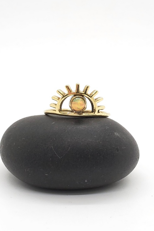 Brass Third Eye Ring with Opal Stone