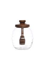 1 of 2:Glass Honey Jar w/ Acacia Wood Dipper