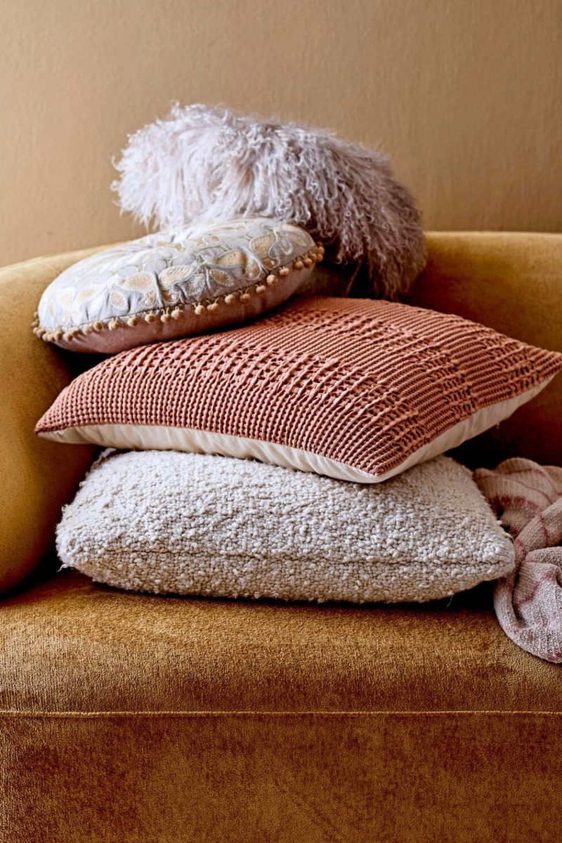 Textured Cotton Boucle Pillow-Bloomingville-ECOVIBE