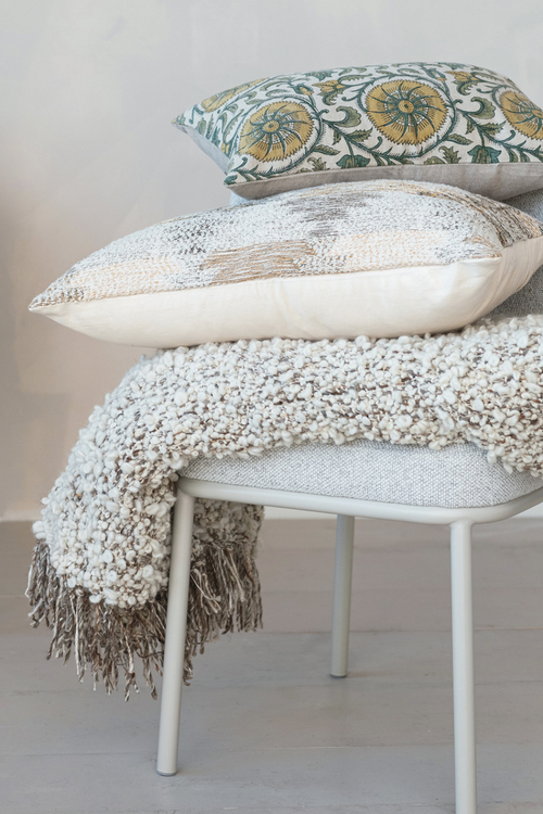 Verdant Charm Linen Lumbar Pillow
