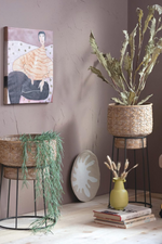 2 of 3:Woven Rattan Basket Planter