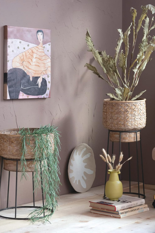 Woven Rattan Basket Planter