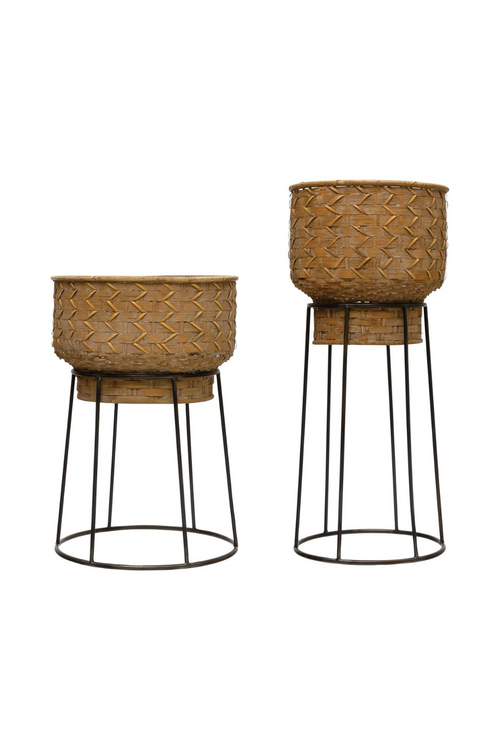 Woven Rattan Basket Planter