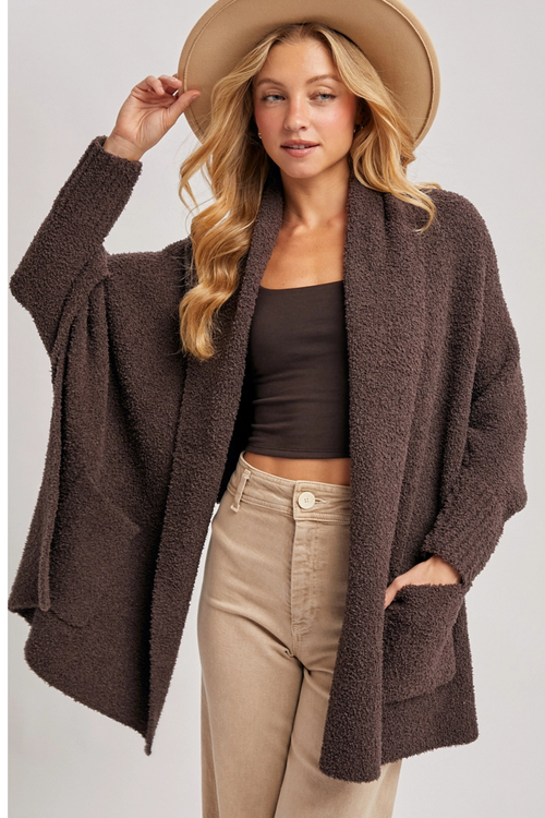 Bouclé Knit Blanket Wrap Cardigan