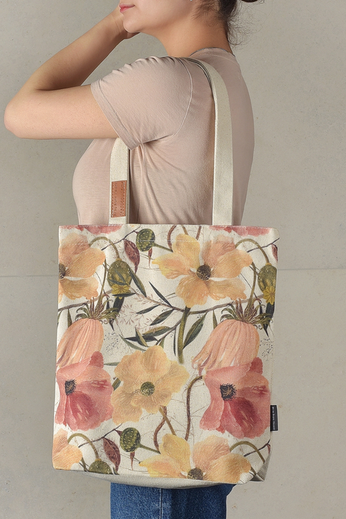 Botanical Canvas Printed Shopper Tote Bag