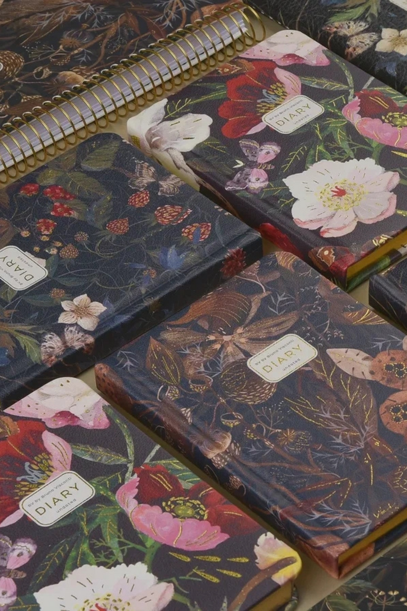 Bruno-Visconti-Vegan-Leather-Hardcover-Daily-Journal-Peonies-on-Black