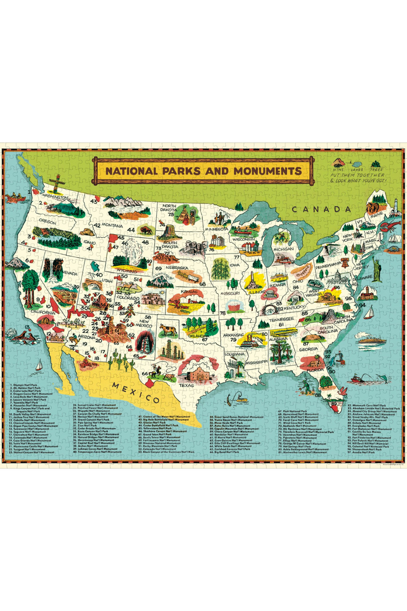 National Parks Map Vintage Puzzle-Cavallini & Co.-ECOVIBE