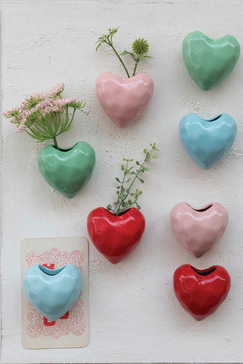 Ceramic Heart Shaped Mini Vase with Magnet