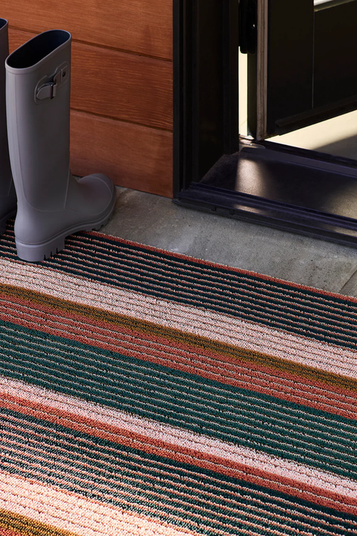 Raspberry Pleat Stripe Shag Mat