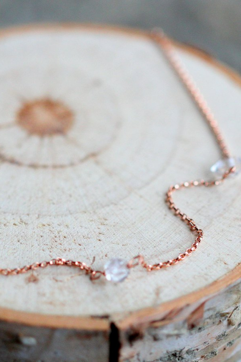 Saressa Designs Herkimer Diamond Choker Rose Gold