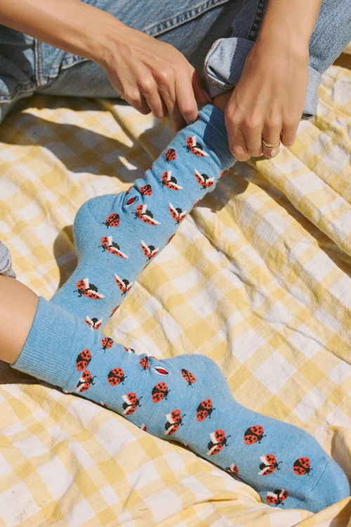 Socks that Protect Pollinators - Blue Ladybugs