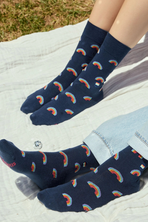 Socks that Save LGBTQ Lives - Navy Rainbows