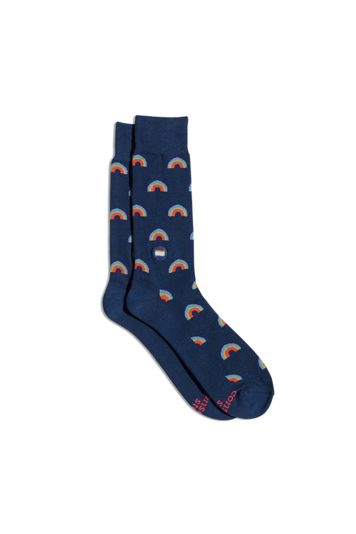 Socks that Save LGBTQ Lives - Navy Rainbows