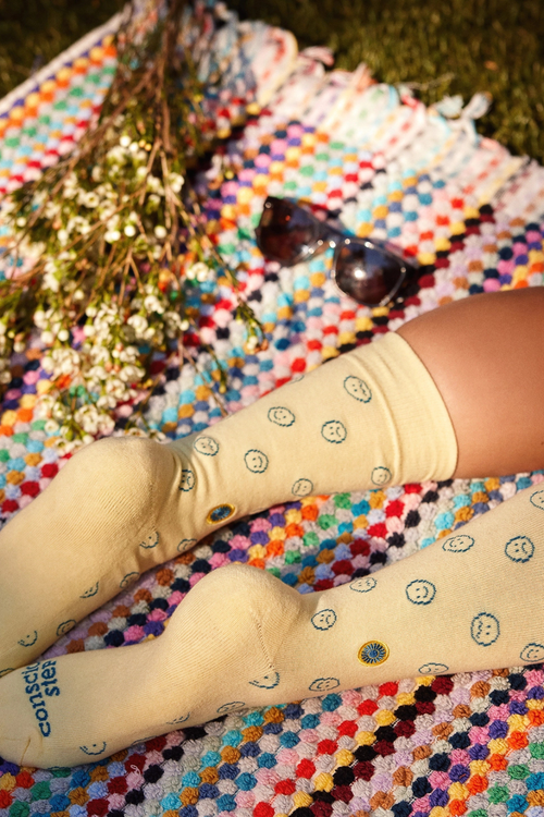Socks that Support Mental Health - Yellow Smiley Faces